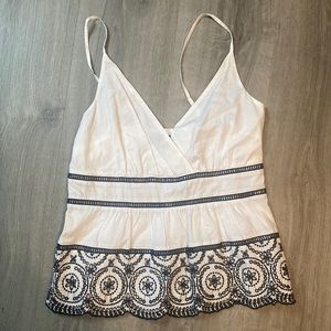 Banana Republic, white and black detailed top with adjustable straps.